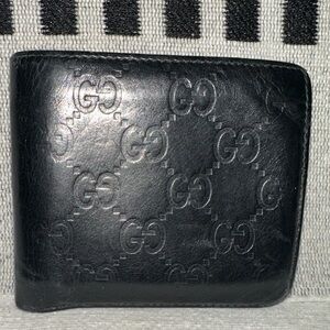 Gucci Black Embossed GG Guccissima Leather Wallet